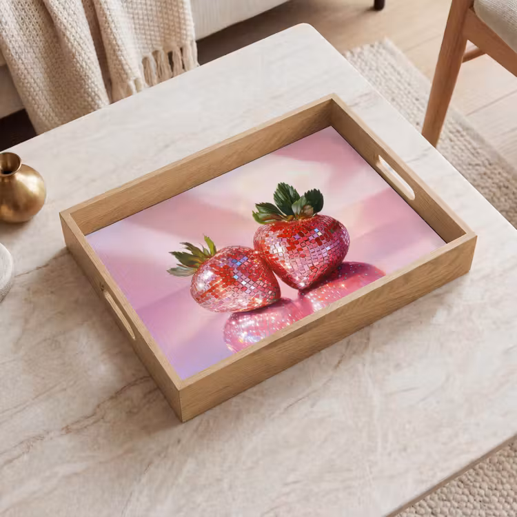 Disco - Fruit - Glitter - Strawberry Dienblad Rechthoek middel -sfeer1