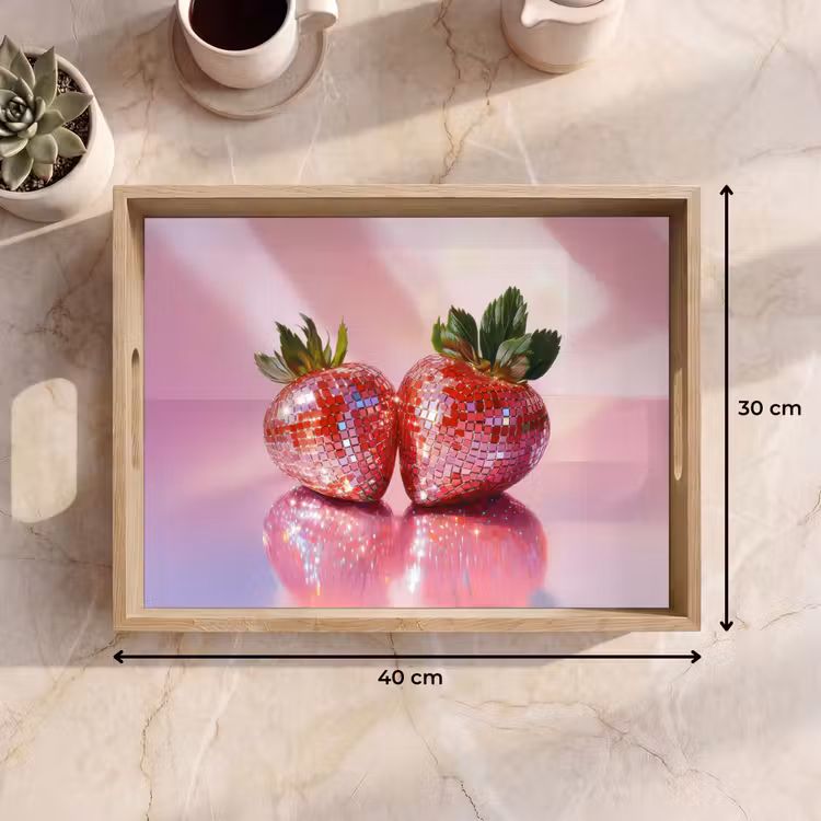 Disco - Fruit - Glitter - Strawberry Dienblad Rechthoek middel -USP_Formaat