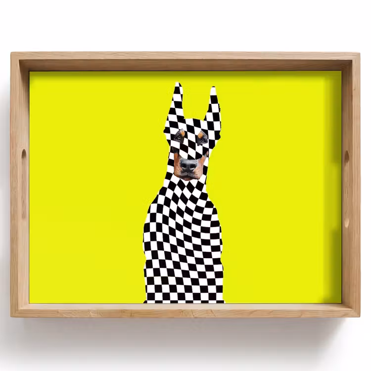 Dobermann - Geblokt - Geel Dienblad Rechthoek middel -z3d_shopping