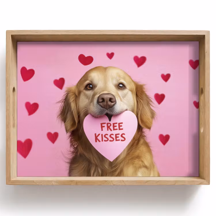 Hond - Kiss- Valentijn - Hartjes Dienblad Rechthoek middel -z3d_shopping