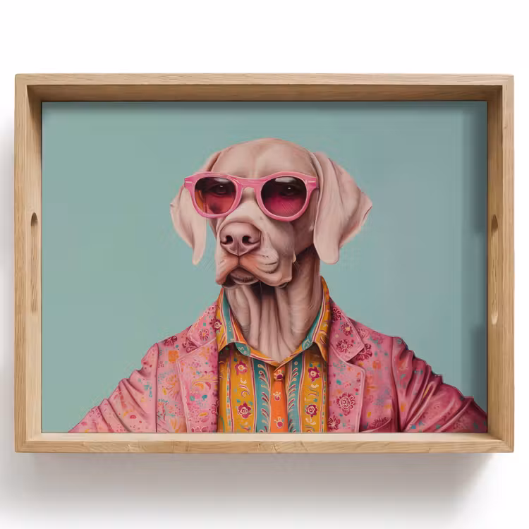 Hond - Overhemd - Bloemen - Bril Dienblad Rechthoek middel -z3d_shopping