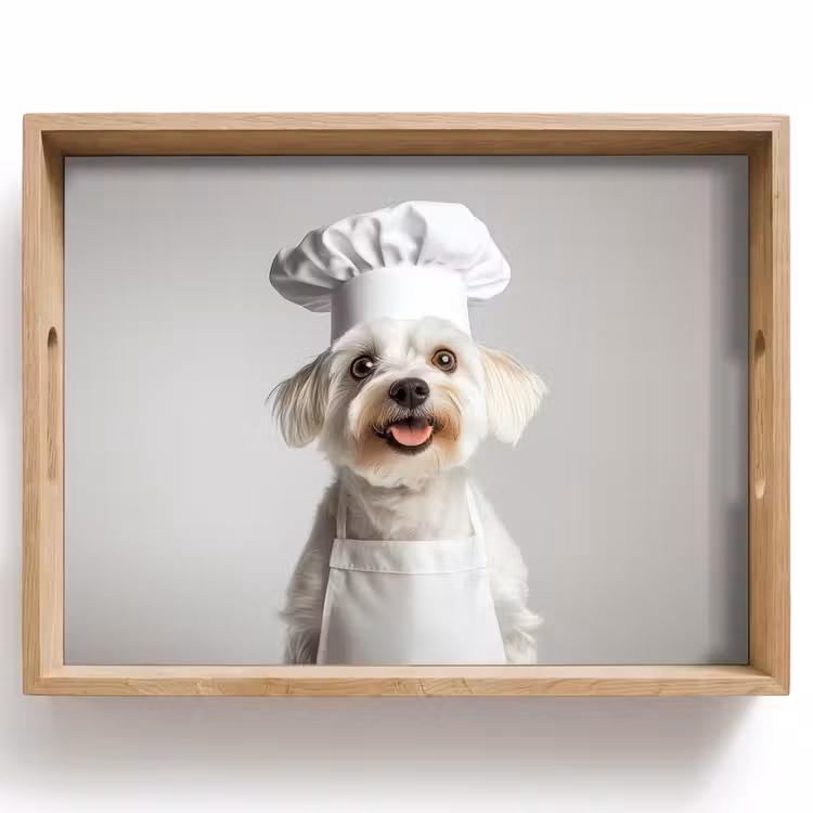 Hond - Wit - Kok Dienblad Rechthoek middel -z3d_shopping