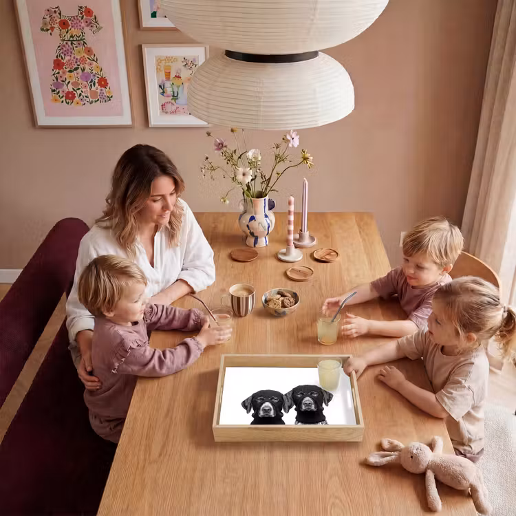 Honden - Bivakmuts - Zwart - wit Dienblad Rechthoek middel -sfeer4
