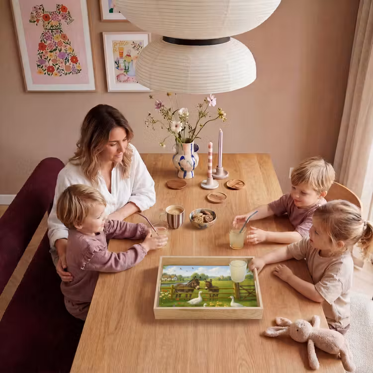 Ezels - Ganzen - Kleurrijk Dienblad Rechthoek middel -sfeer4
