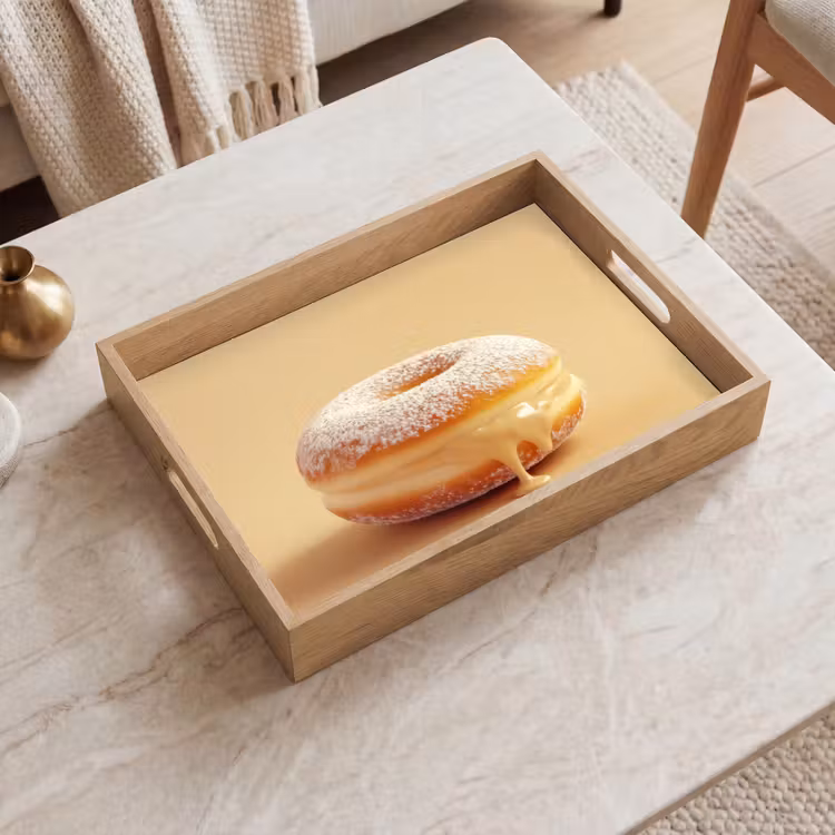 Donut - Romig - Poedersuiker - Beige Dienblad Rechthoek middel -sfeer1