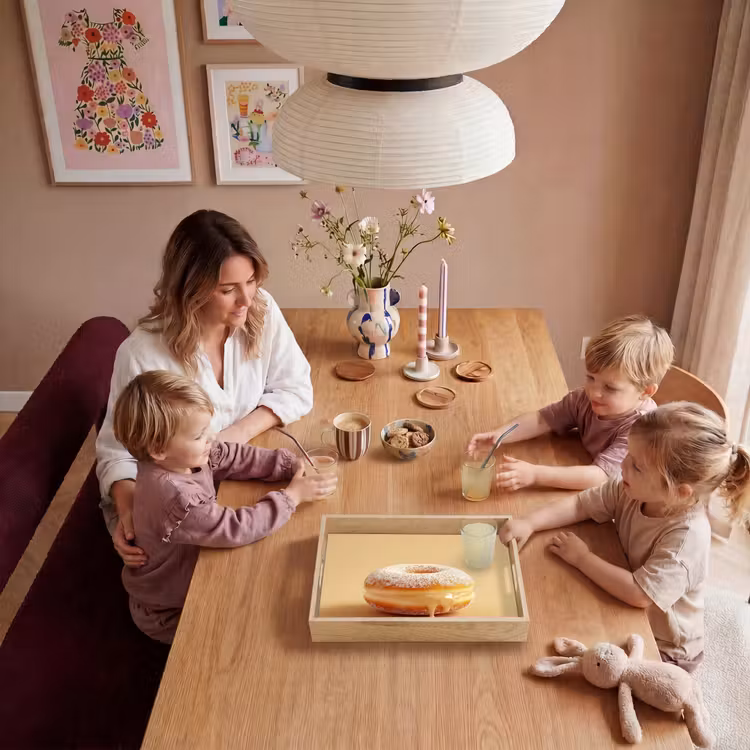 Donut - Romig - Poedersuiker - Beige Dienblad Rechthoek middel -sfeer4
