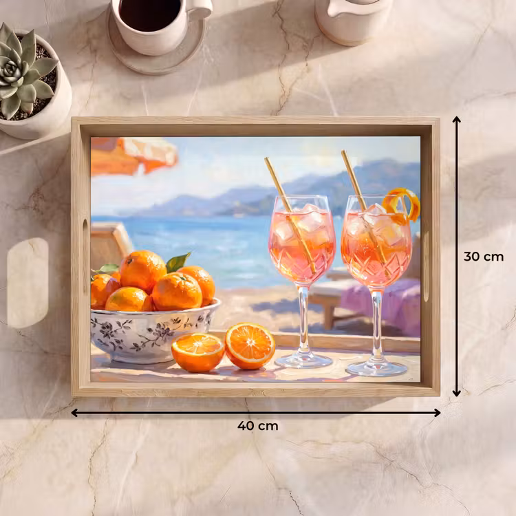 Drank - Glazen - Strand - Zomer - Oranje Dienblad Rechthoek middel -USP_Formaat