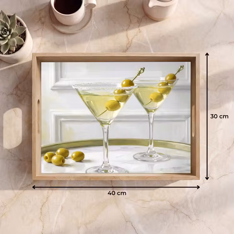Drank - Martini - Olijven - Modern - Wit Dienblad Rechthoek middel -USP_Formaat