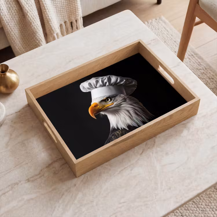 Arend -Amerika - Koksmuts - Vogel - Stoer Dienblad Rechthoek middel -sfeer1