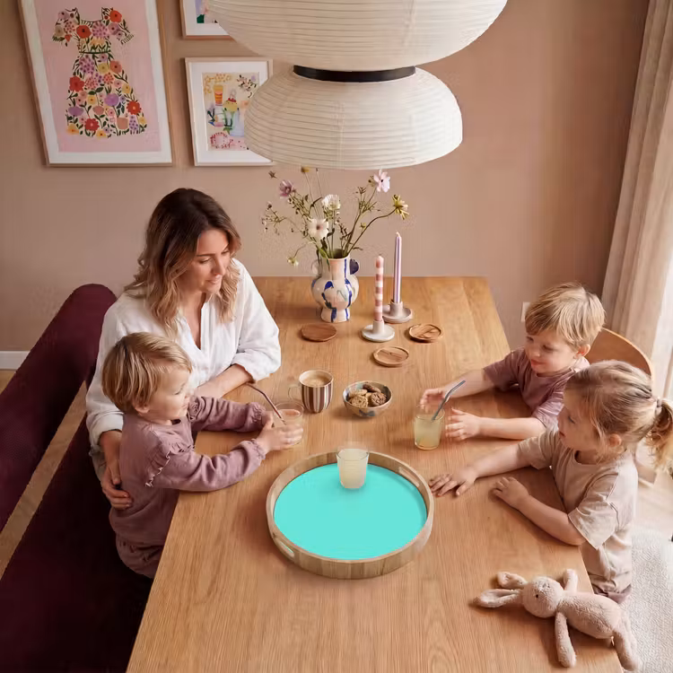 Electric - Cyan - Turkoois Dienblad Rond middel 914 -sfeer4