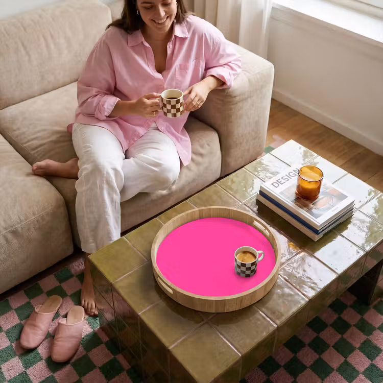 Electric - Magenta - Roze Dienblad Rond middel 914 -sfeer3