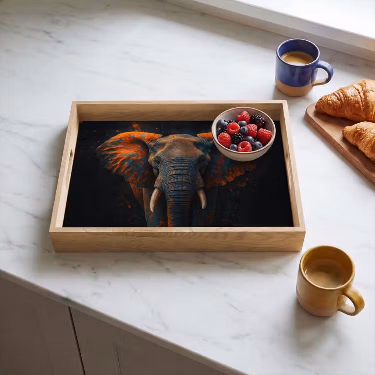Olifant - Oranje - Oren Dienblad Rechthoek middel -sfeer2