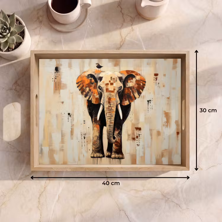 Olifant - Slurf - Mozaïek - Abstract Dienblad Rechthoek middel -USP_Formaat