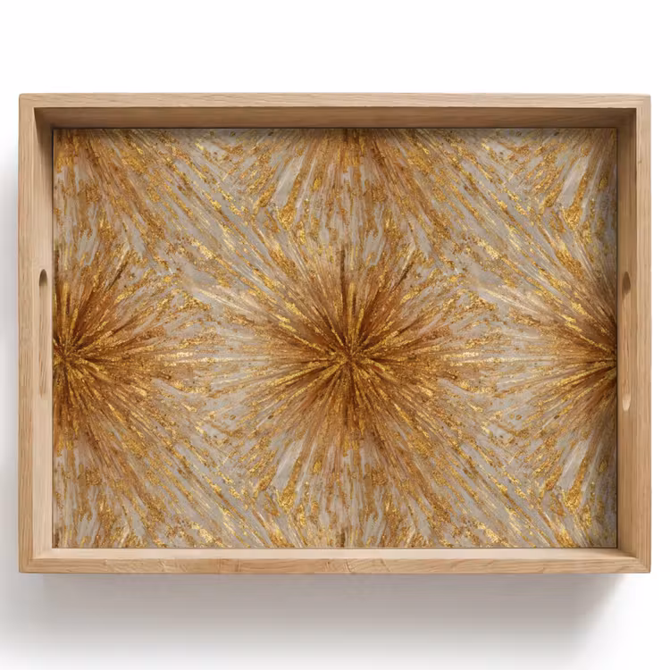 Explosie - Abstract - Goud - Wit Dienblad Rechthoek middel 911 -z3d_shopping