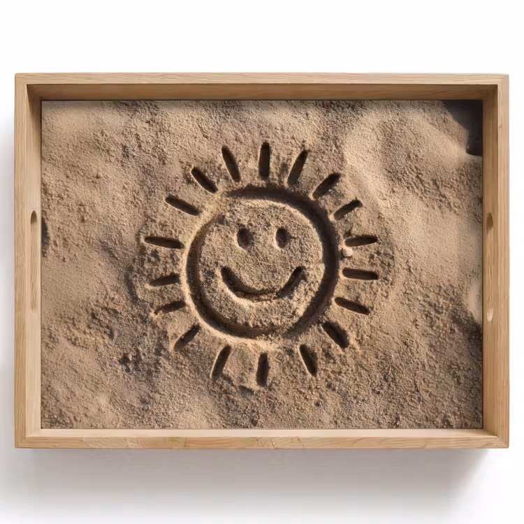 Gezichtje - Zon - Zand - Getekend Dienblad Rechthoek middel -z3d_shopping
