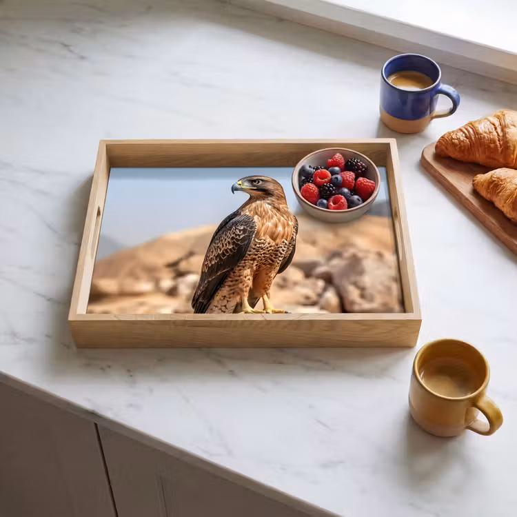 Valk - Vogel - Rots - Macht Dienblad Rechthoek middel -sfeer2