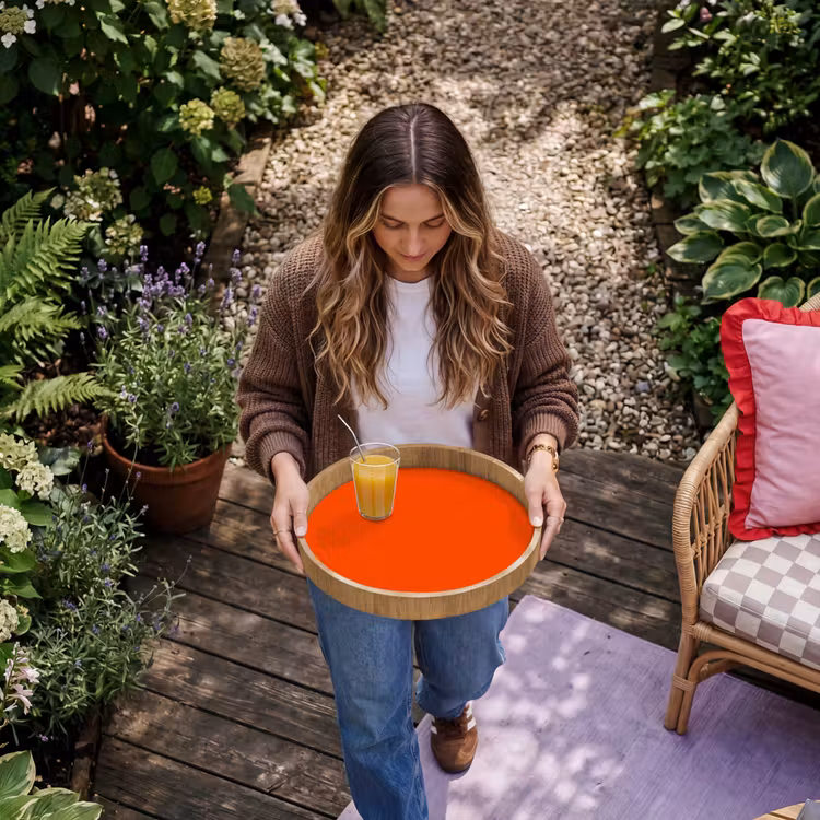 Fiery - Tangerine - Oranje Dienblad Rond middel 914 -sfeer5