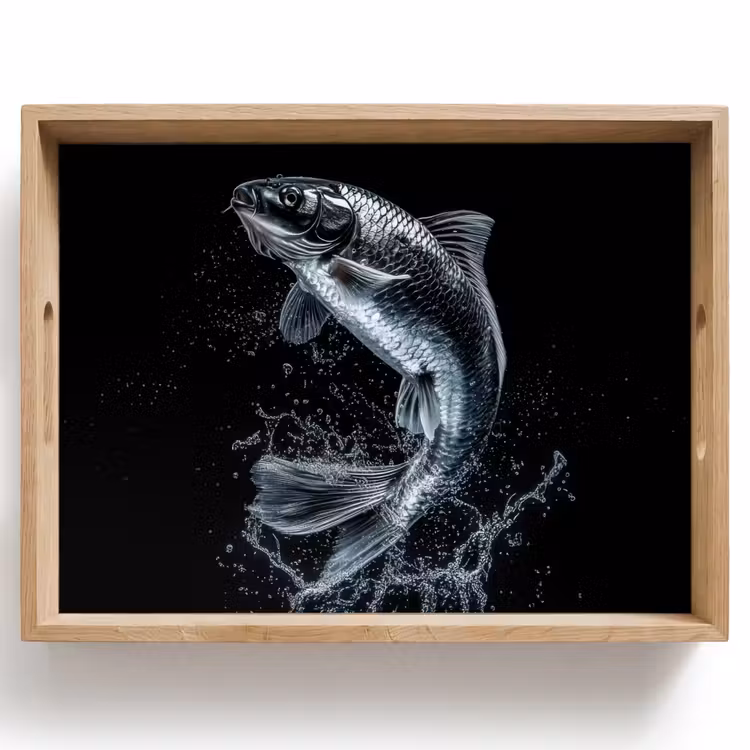 Vis - Koi - Zwart - Water Dienblad Rechthoek middel -z3d_shopping