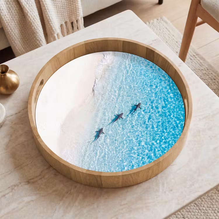 Vis - Oceaan - Strand - Turquoise - Natuur Dienblad Rond middel -sfeer1
