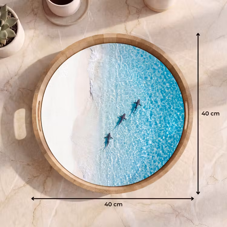 Vis - Oceaan - Strand - Turquoise - Natuur Dienblad Rond middel -USP_Formaat