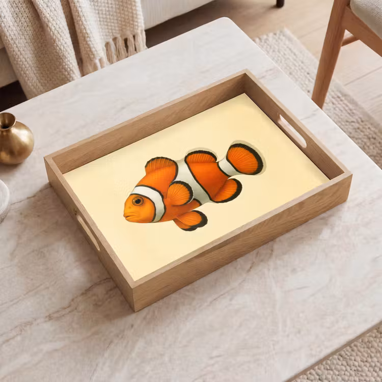 Vis - Oranje - Strepen Dienblad Rechthoek middel -sfeer1