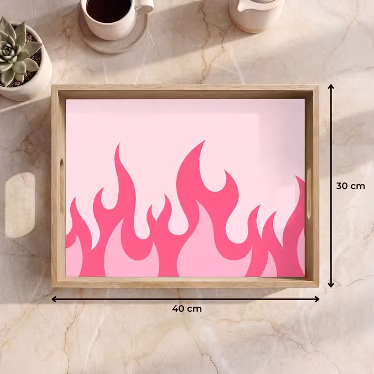Vlammen - Patroon - Abstract - Modern - Roze Dienblad Rechthoek middel -USP_Formaat