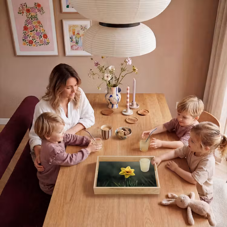 Bloem - Narcis - Gras - Geel Dienblad Rechthoek middel -sfeer4
