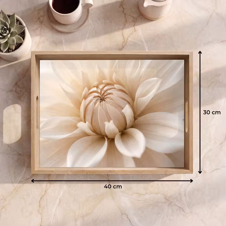 Bloem - Dahlia - Wit Dienblad Rechthoek middel -USP_Formaat