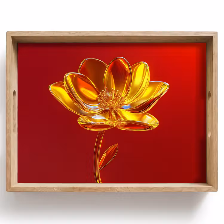 Bloem - Goud - Glazen Dienblad Rechthoek middel -z3d_shopping