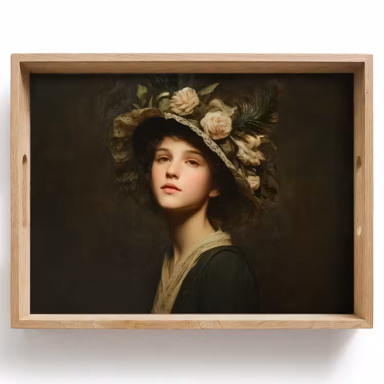 Bloemenhoed - Portret - Vrouw Dienblad Rechthoek middel -z3d_shopping