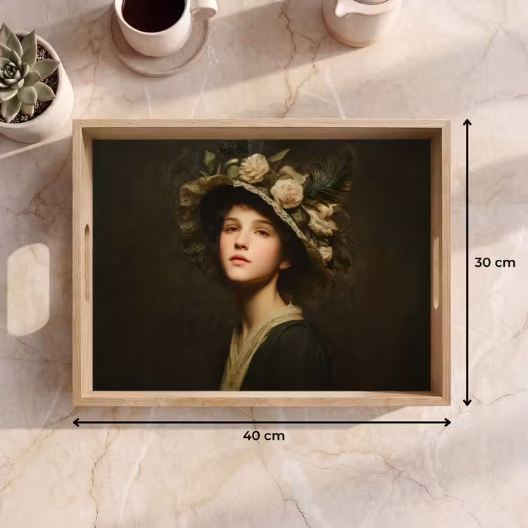 Bloemenhoed - Portret - Vrouw Dienblad Rechthoek middel -USP_Formaat