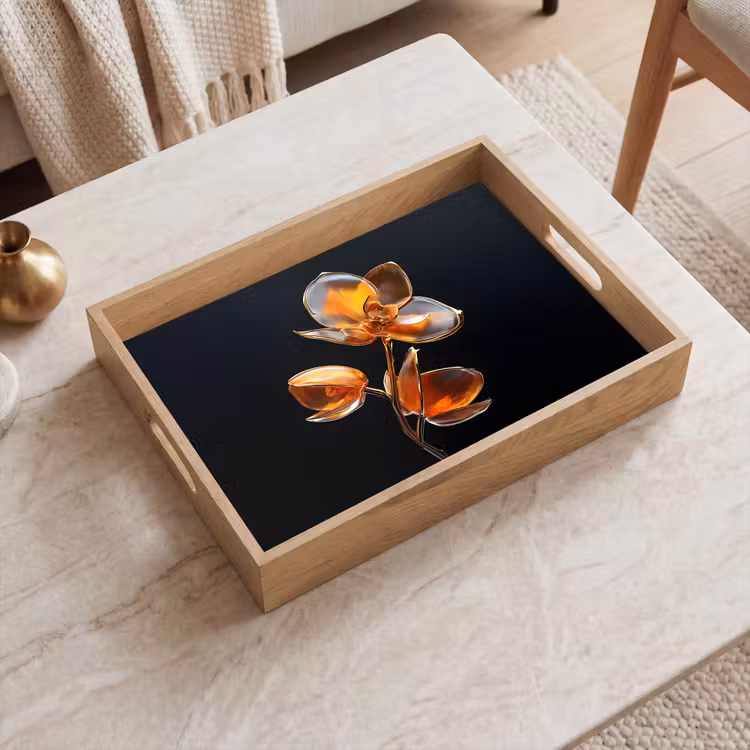 Bloem - Orchidee - Oranje Dienblad Rechthoek middel -sfeer1