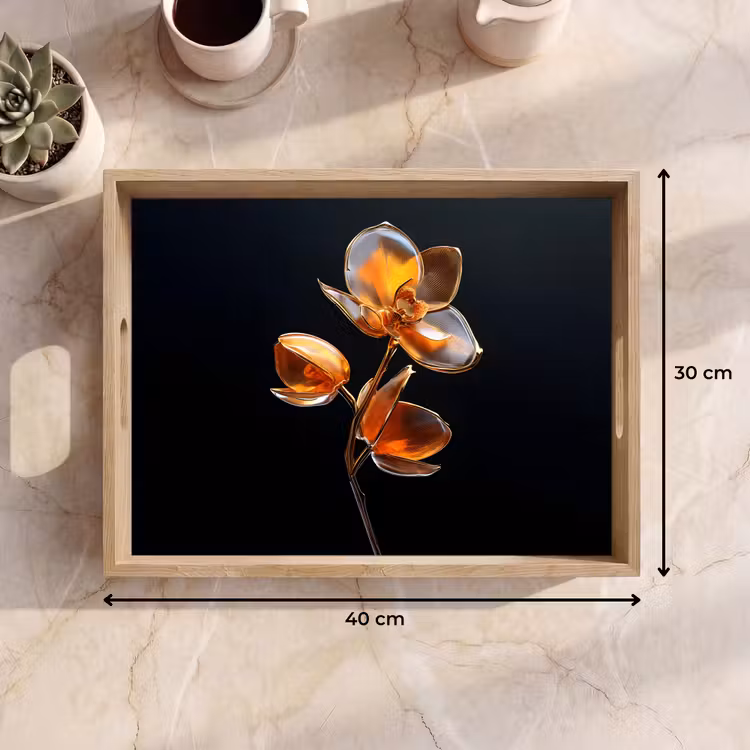 Bloem - Orchidee - Oranje Dienblad Rechthoek middel -USP_Formaat
