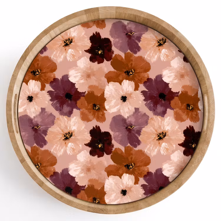 Bloemen - Abstract - Aardetinten Dienblad Rond middel 914 -z3d_shopping