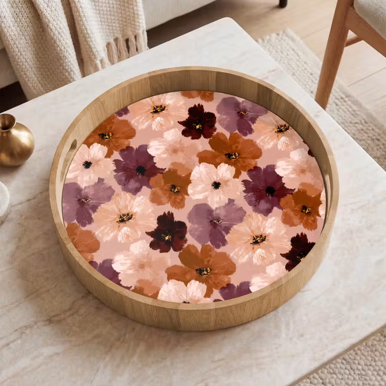 Bloemen - Abstract - Aardetinten Dienblad Rond middel 914 -sfeer1