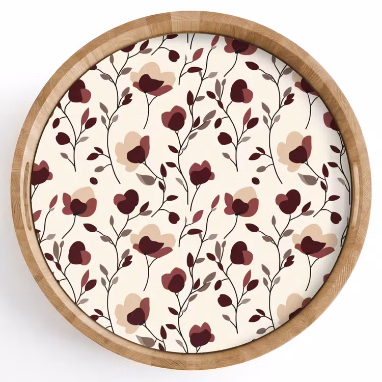 Bloemen - Botanisch - Bordeaux Dienblad Rond middel 914 -z3d_shopping