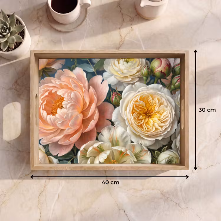 Bloemen - Boeket - Natuur - Klassiek - Kleurrijk Dienblad Rechthoek middel -USP_Formaat