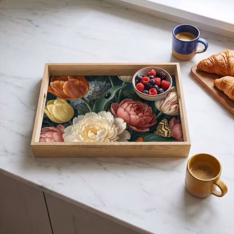 Bloemen - Boeket - Natuur - Klassiek - Donker Dienblad Rechthoek middel -sfeer2