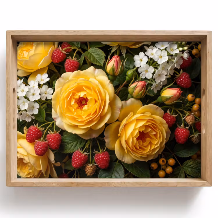 Bloemen - Boeket - Natuur - Klassiek - Geel Dienblad Rechthoek middel -z3d_shopping