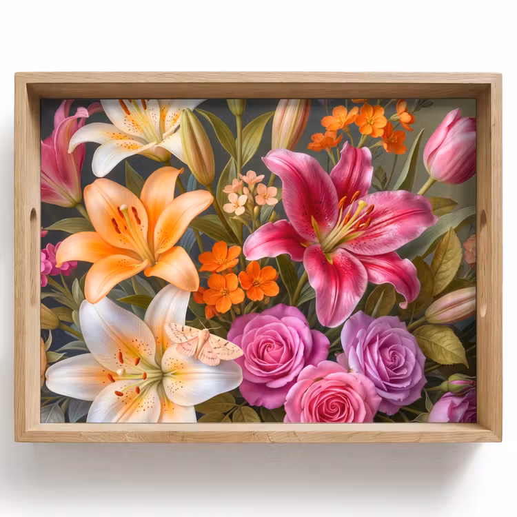 Bloemen - Boeket - Natuur - Kleurrijk - Modern Dienblad Rechthoek middel -z3d_shopping