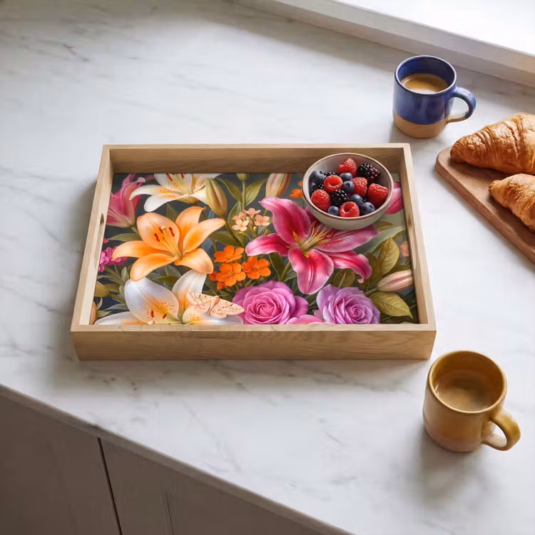 Bloemen - Boeket - Natuur - Kleurrijk - Modern Dienblad Rechthoek middel -sfeer2