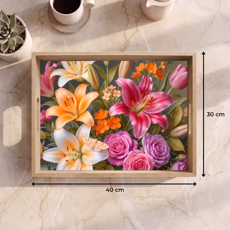 Bloemen - Boeket - Natuur - Kleurrijk - Modern Dienblad Rechthoek middel -USP_Formaat