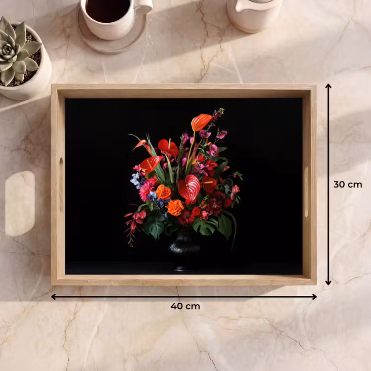 Bloemen - Boeket - Sierlijk Dienblad Rechthoek middel -USP_Formaat