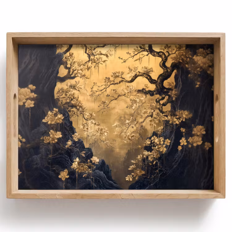 Bloemen - Takken - Goud - Sierlijk Dienblad Rechthoek middel -z3d_shopping