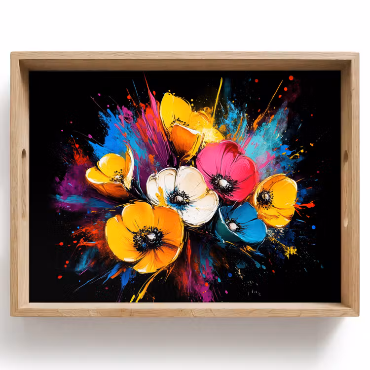 Bloemen - Kleurrijk - Graffiti - Modern - Boeket Dienblad Rechthoek middel -z3d_shopping