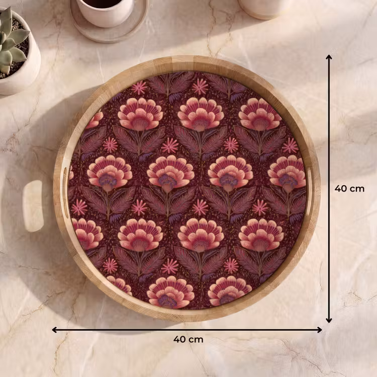 Bloemen - Waaier - Paars Dienblad Rond middel 914 -USP_Formaat