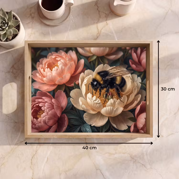 Bloemen - Insect - Natuur - Roze Dienblad Rechthoek middel -USP_Formaat