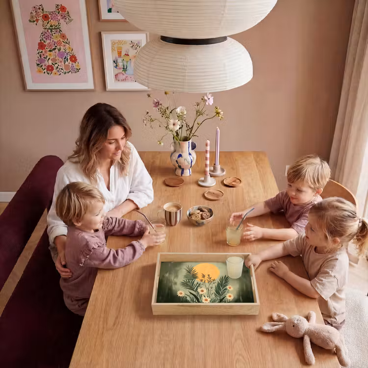 Bloemen - Bladeren - Zon - Groen Dienblad Rechthoek middel -sfeer4