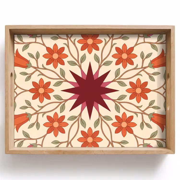 Bloemen - Mandala - Decoratief - Rood Dienblad Rechthoek middel -z3d_shopping
