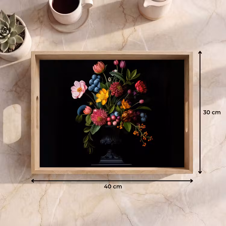 Bloemen - Vrolijk - Vaas Dienblad Rechthoek middel -USP_Formaat